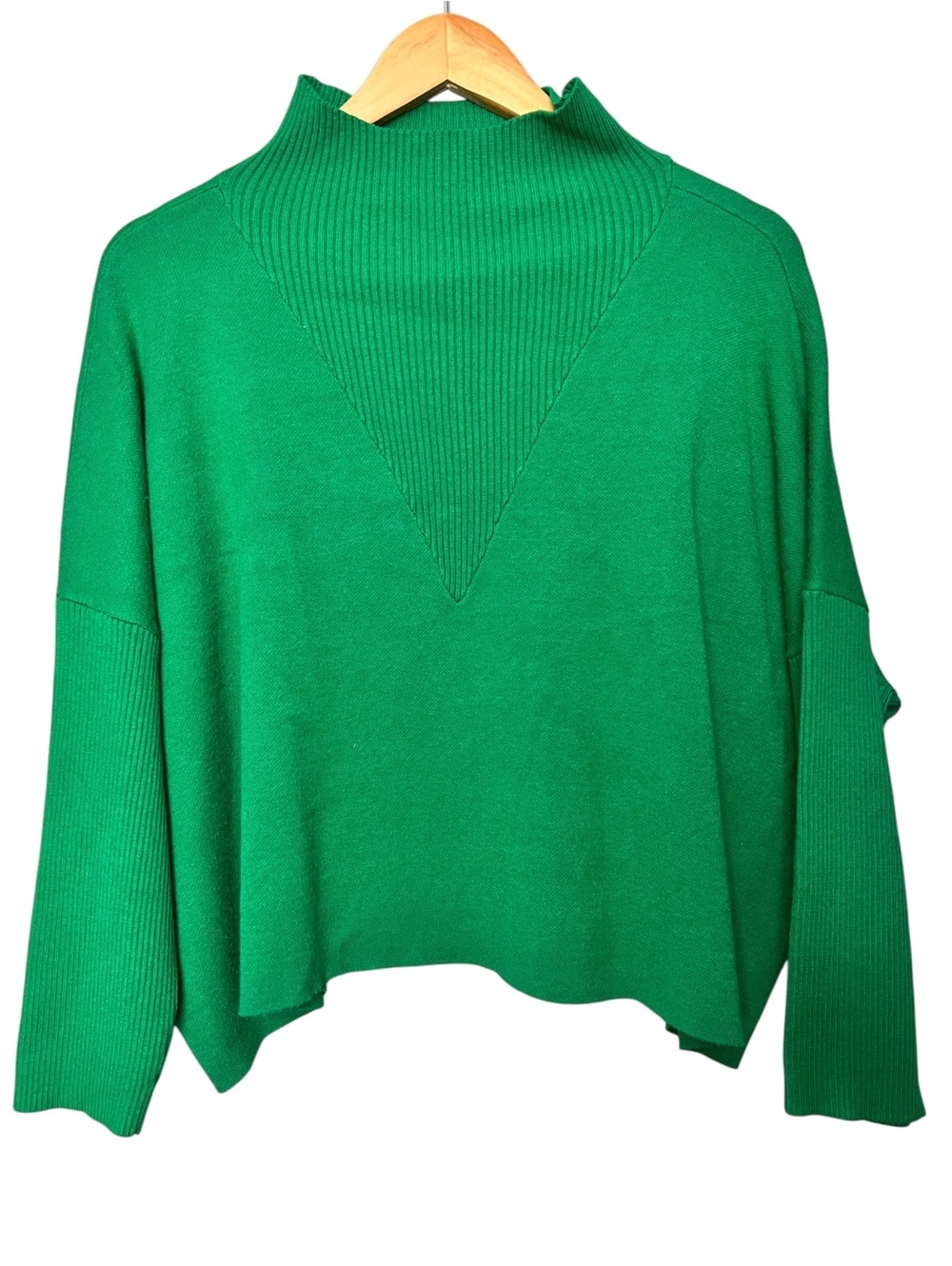 Marie Oliver Womens Small Emerald Green Mock Neck Knit Pullover Sweater Size 1